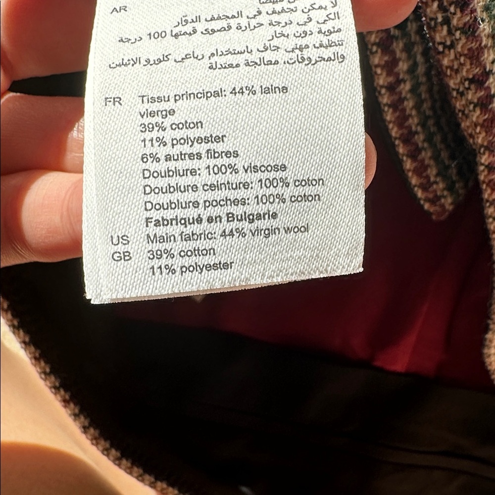 Sandro High Waist Houndstooth Shorts Brown Red Green 36 - Picture 6 of 8